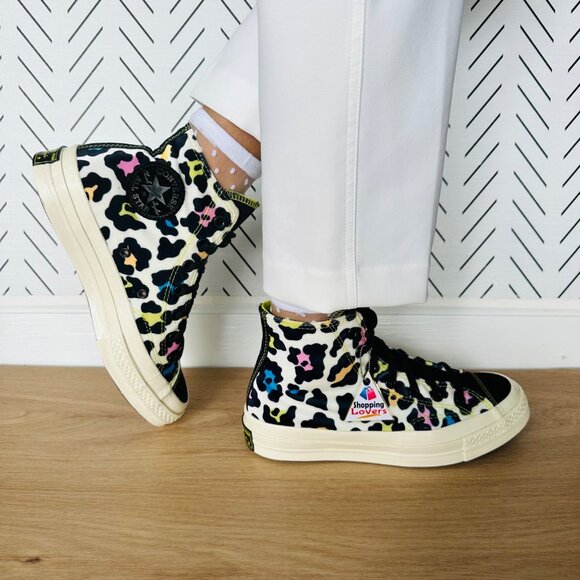 Rare Converse Chuck 70 Hi 7.5 Womens Shoes Animal Print Leopard Sneakers 572369C - Picture 1 of 11